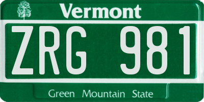 VT license plate ZRG981