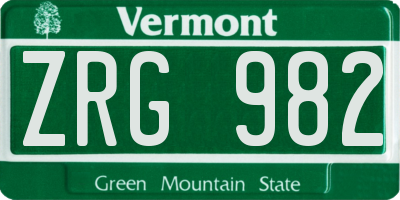 VT license plate ZRG982