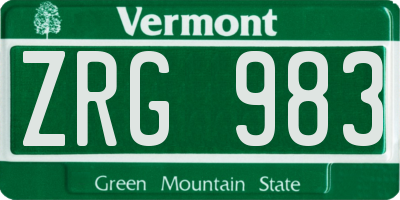 VT license plate ZRG983