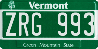 VT license plate ZRG993