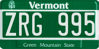 VT license plate ZRG995