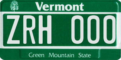 VT license plate ZRH000