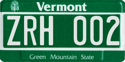VT license plate ZRH002