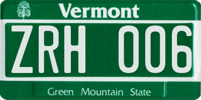 VT license plate ZRH006