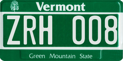 VT license plate ZRH008