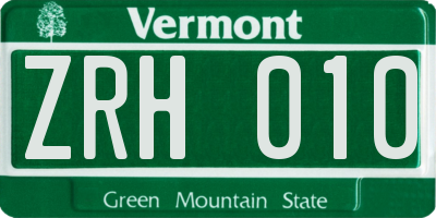 VT license plate ZRH010
