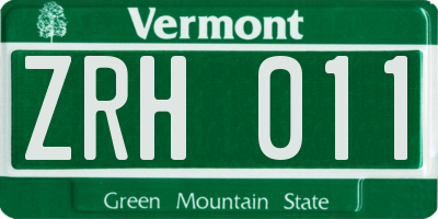 VT license plate ZRH011