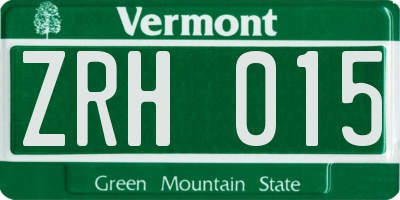 VT license plate ZRH015