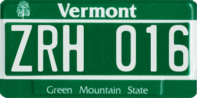 VT license plate ZRH016