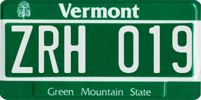 VT license plate ZRH019
