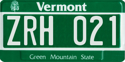 VT license plate ZRH021