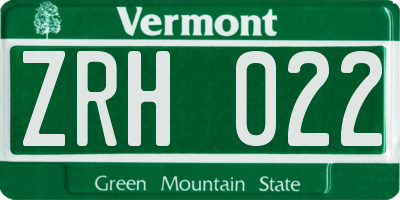 VT license plate ZRH022
