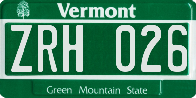 VT license plate ZRH026