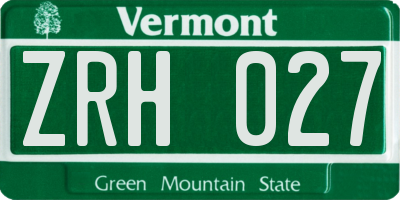 VT license plate ZRH027