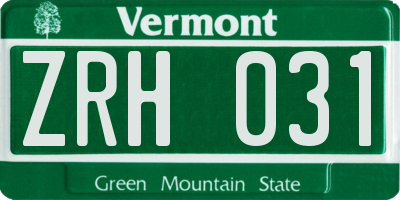 VT license plate ZRH031