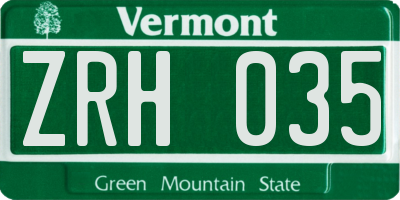 VT license plate ZRH035