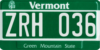 VT license plate ZRH036