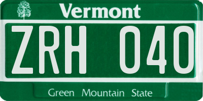 VT license plate ZRH040