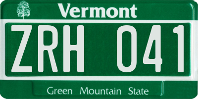 VT license plate ZRH041