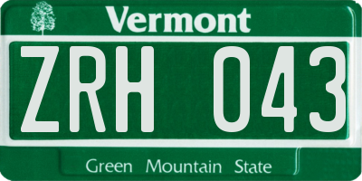 VT license plate ZRH043