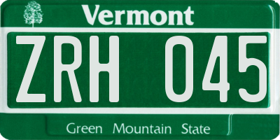 VT license plate ZRH045
