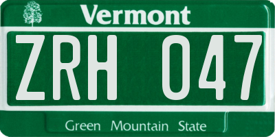 VT license plate ZRH047