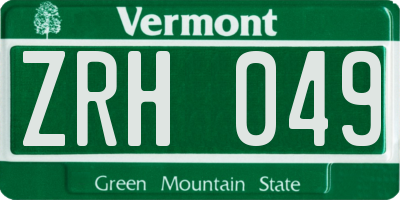 VT license plate ZRH049