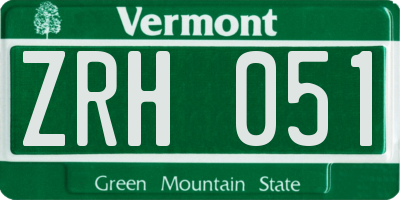 VT license plate ZRH051
