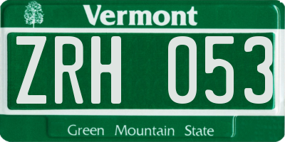 VT license plate ZRH053