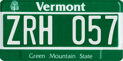 VT license plate ZRH057