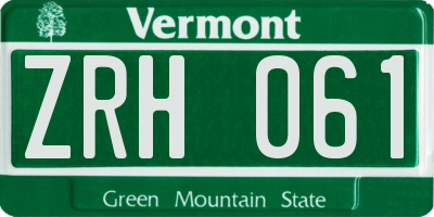 VT license plate ZRH061