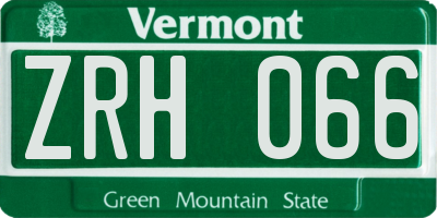 VT license plate ZRH066