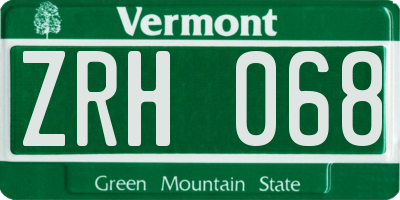 VT license plate ZRH068
