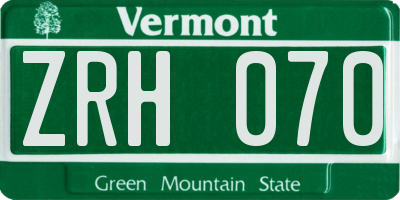 VT license plate ZRH070