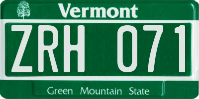 VT license plate ZRH071