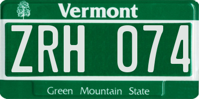 VT license plate ZRH074