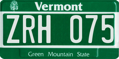 VT license plate ZRH075