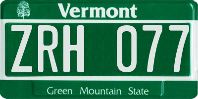 VT license plate ZRH077