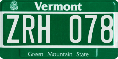 VT license plate ZRH078