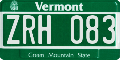 VT license plate ZRH083