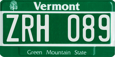 VT license plate ZRH089