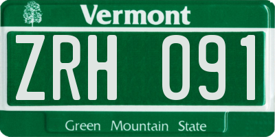 VT license plate ZRH091