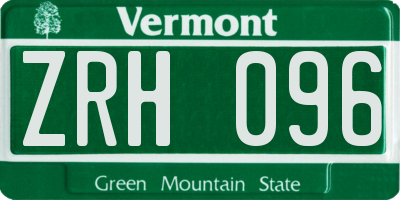 VT license plate ZRH096
