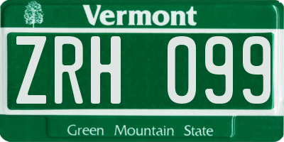 VT license plate ZRH099
