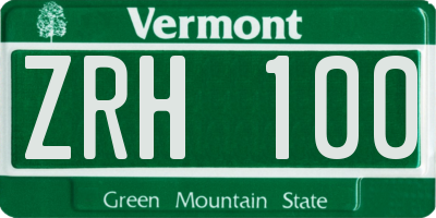 VT license plate ZRH100