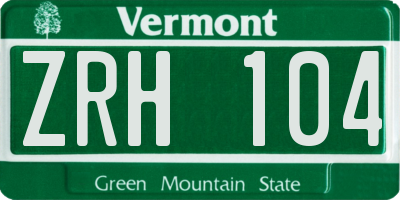 VT license plate ZRH104