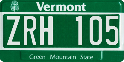 VT license plate ZRH105