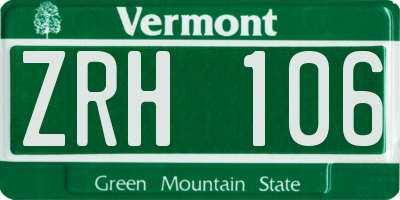 VT license plate ZRH106
