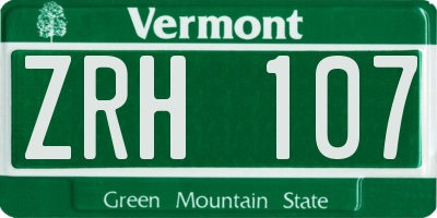 VT license plate ZRH107