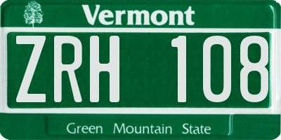 VT license plate ZRH108